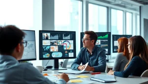 Visit https://fhpts.com to see modern website design concepts in a vibrant office setting.