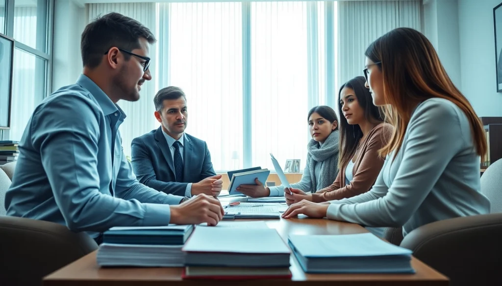 Consulting family with attorney at https://www.tnlmiami.com in a professional office.