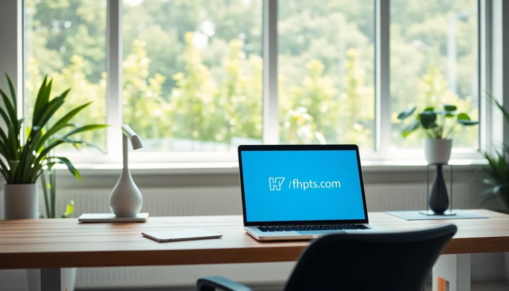 Engaging workspace showcasing https://fhpts.com on a laptop, designed for productivity.
