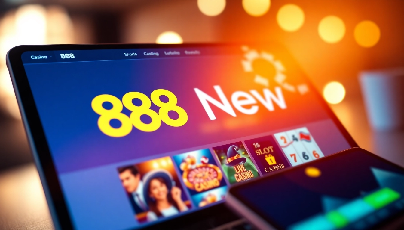 Engaging visual of 888new online casino interface showcasing game selection and user-friendly design.