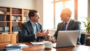 South Dakota truck accident lawyer meeting with a client, illustrating professionalism and trust.