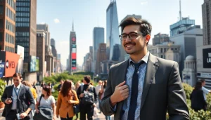 Discover jobs new york with a diverse group of professionals engaging in job search activities in a vibrant urban setting.