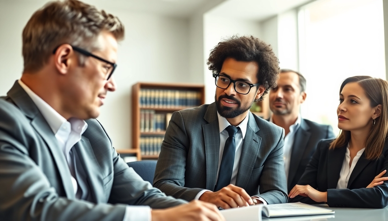 Engaging attorneys at https://www.expertlawattorneys.com discussing cases in a modern office setting.