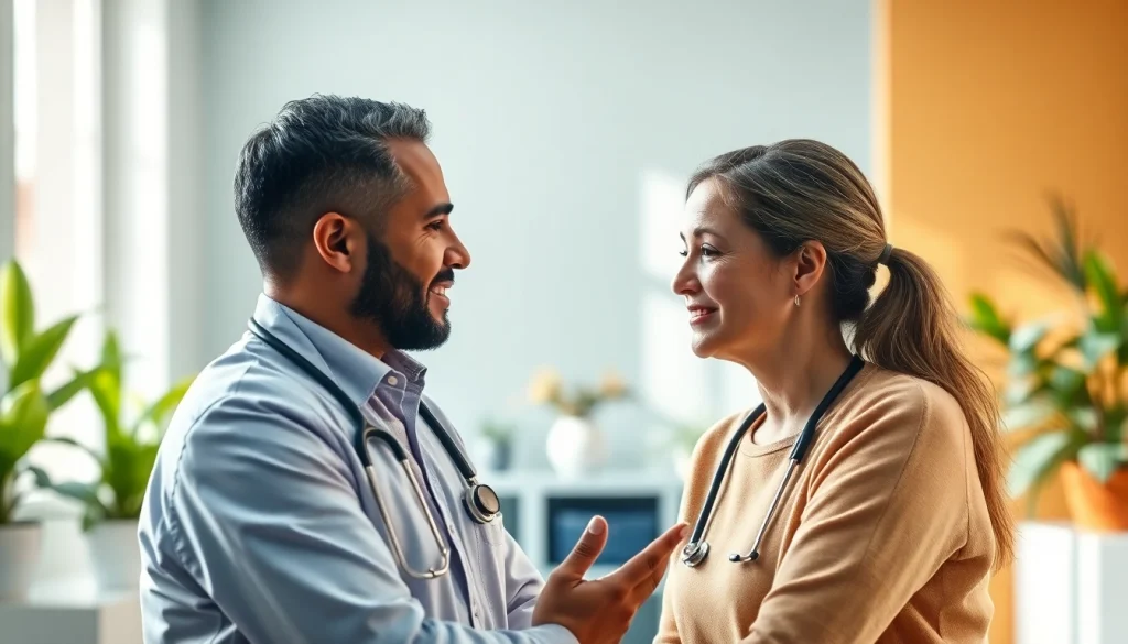 Provide personalized advice on Health in a supportive clinic environment featuring professional interactions.