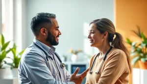 Provide personalized advice on Health in a supportive clinic environment featuring professional interactions.