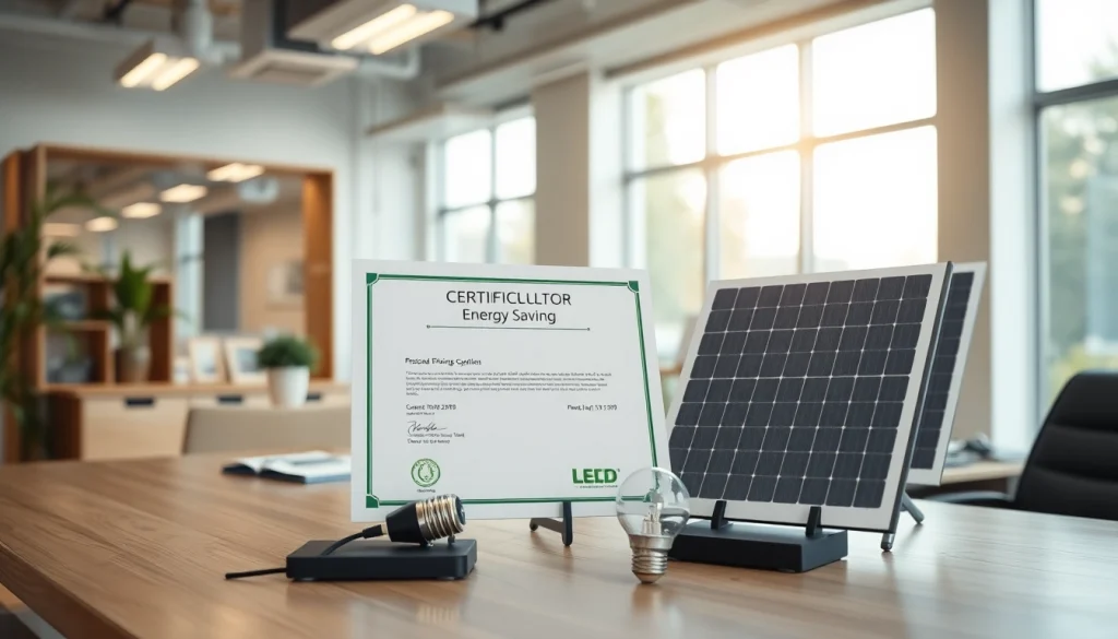 Certificado Ahorro Energético en un ambiente de oficina moderna, simbolizando la eficiencia energética.
