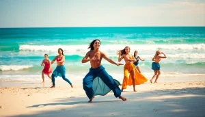Participants engaged in the Carolina Dance, showcasing lively footwork and foot coordination