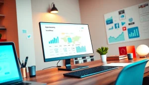 Engaging workspace featuring the concept of Instagram smm panel services, digital elements to illustrate marketing.