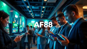 AF88 mobile gambling interface showcasing users enjoying various betting games.