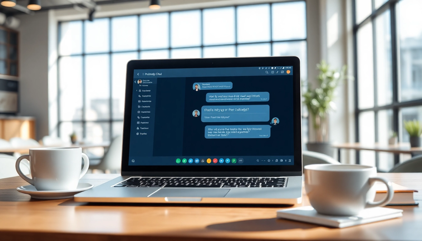 Engaging digital chat interface showcasing chatgpt free alternative in a modern cafe.
