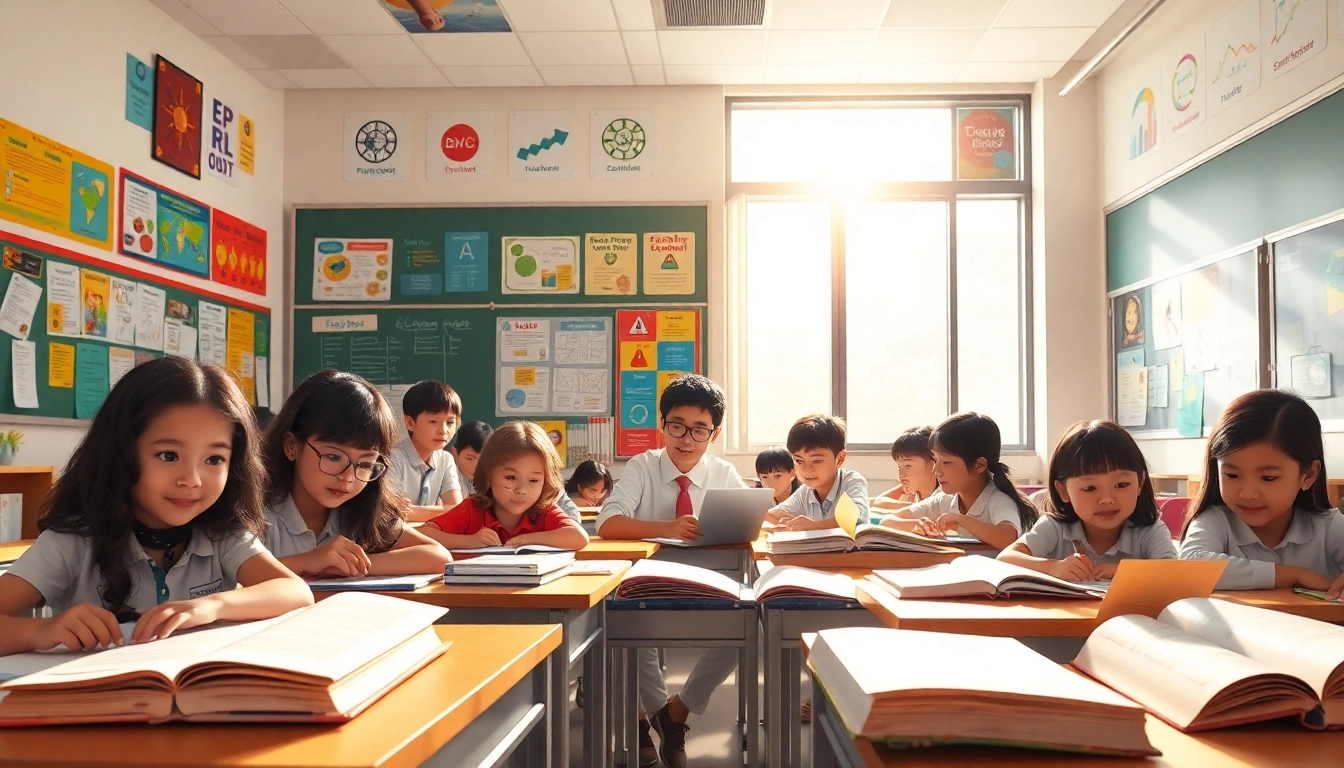 Engaging students in Education activities within a vibrant classroom environment.