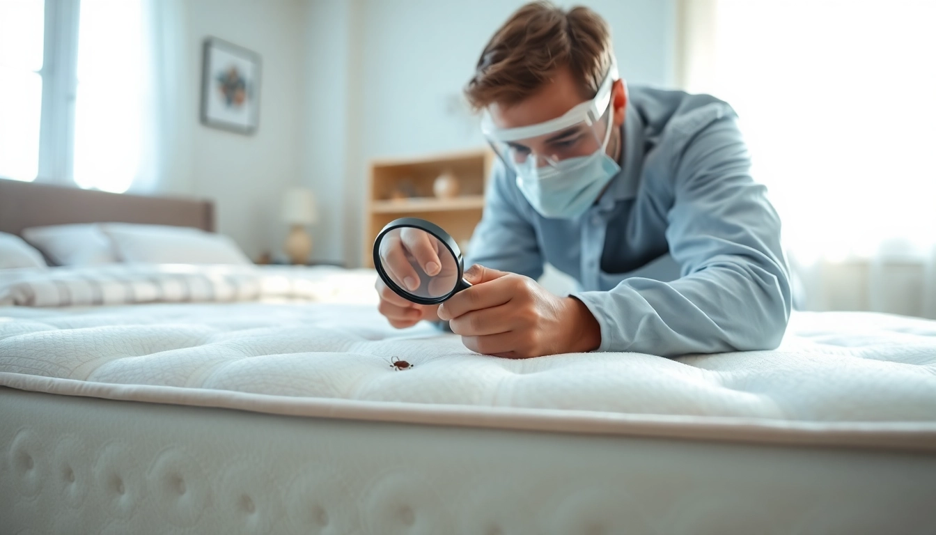 Inspecting bedbugs effectively at https://affordablebedbugexterminators.com with a pest control professional in residential setting.