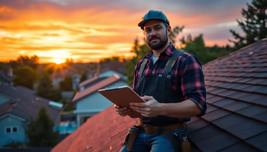 Assessing Twin Shield Roofing quality with a professional inspecting a home roof
