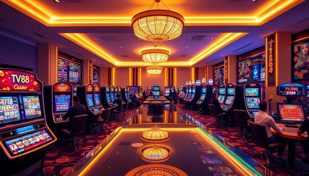 TV88 online casino showcasing a modern gaming interface, vibrant colors, and engaging players.