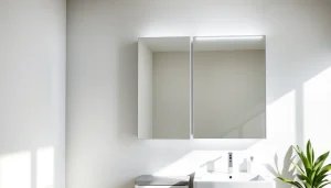 Spiegelschrank mit LED Beleuchtung, vollgepackt mit modernem Design für Ihr Badezimmer.