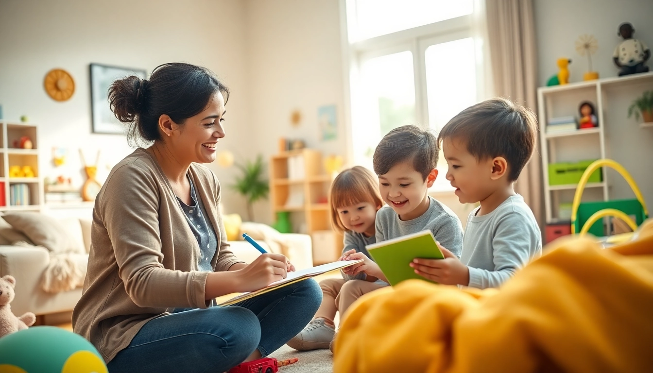 Engaging part-time nanny service Dubai providing care in a bright, playful setting.