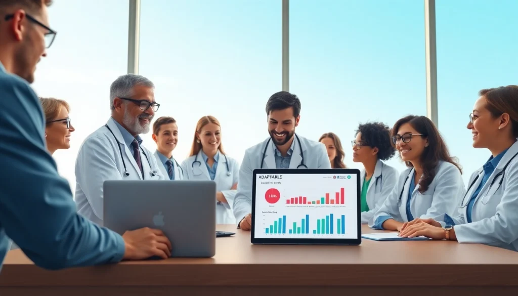 Healthcare professionals engaged in a collaborative discussion about the ADAPTABLE Aspirin Study.