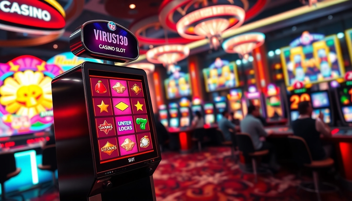 Menangkan permainan virus4d slot dengan suasana kasino yang ramai dan slot mesin penuh warna.