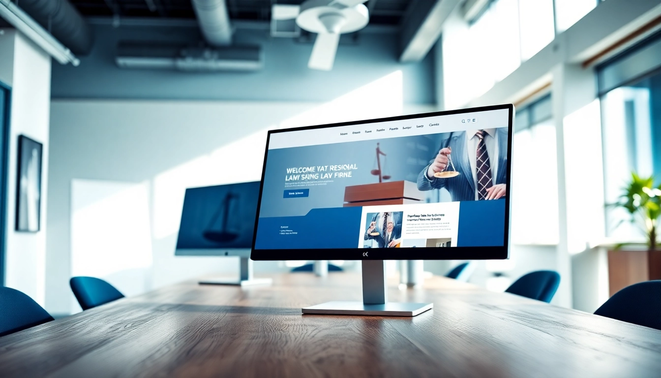 Showcasing law firm website design solutions at https://www.lawfirmswebsitedesign.com in a professional office.