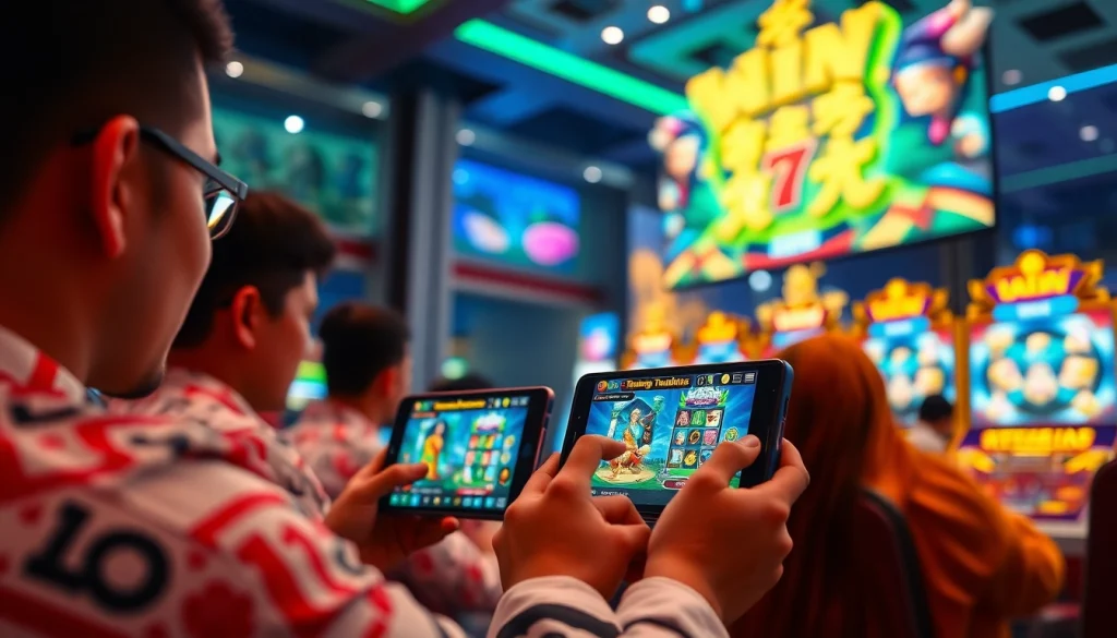 Tashan game players enjoying interactive gameplay on devices, showcasing excitement and engagement.