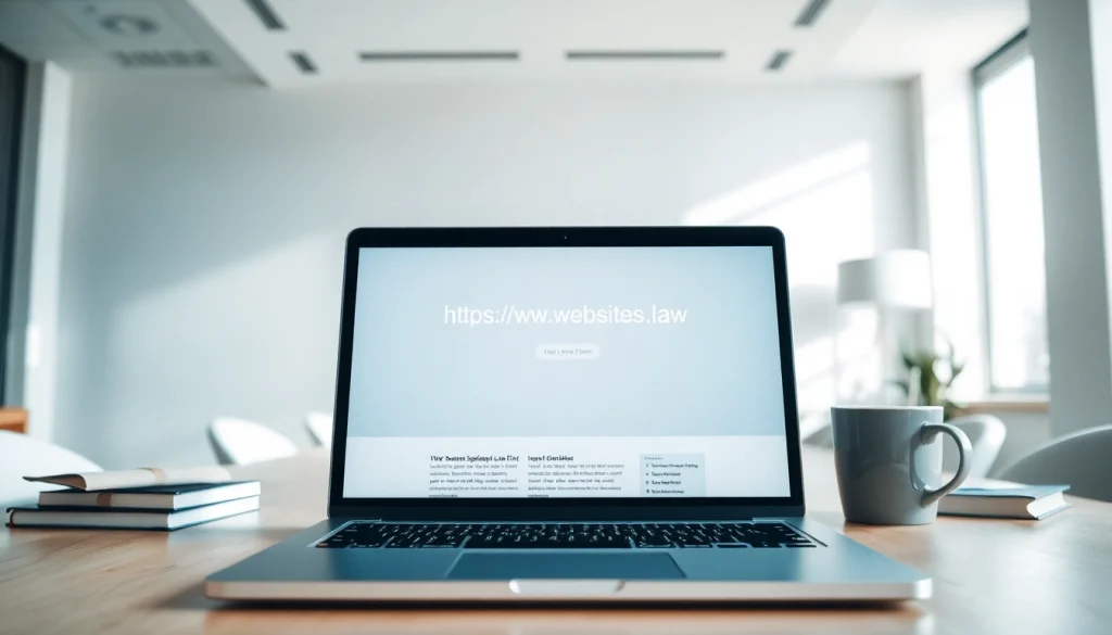 Showcase of https://www.websites.law digital interface in a modern law office setting.