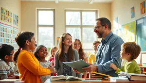Engaged students in a vibrant classroom embracing Education through interactive learning.