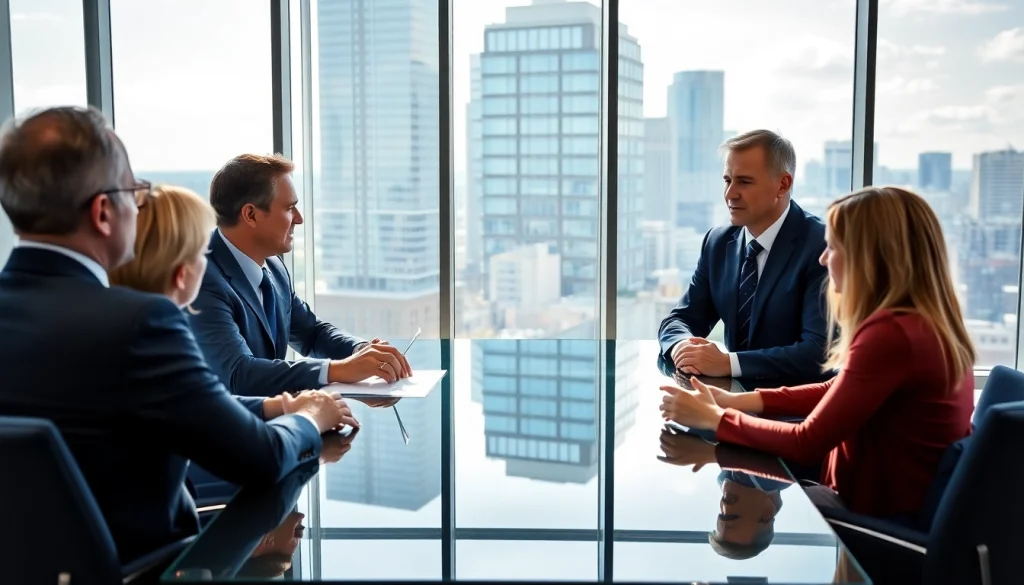 Consulting session with https://www.atlantarealestateattorney.com providing legal advice in a modern office.