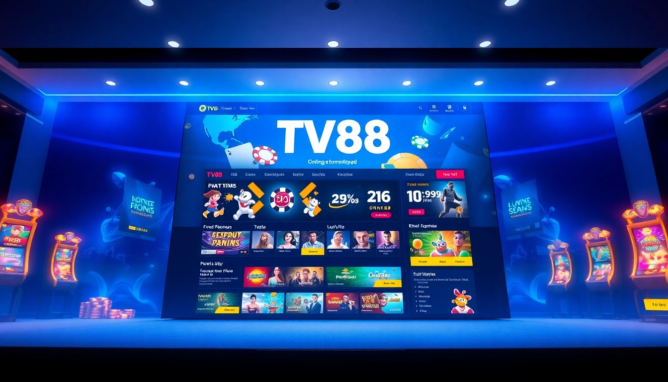 Experience TV88's modern online gambling interface showcasing interactive games and promotions.