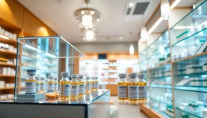 Browse quality HGH FOR SALE products displayed in a modern pharmacy setting