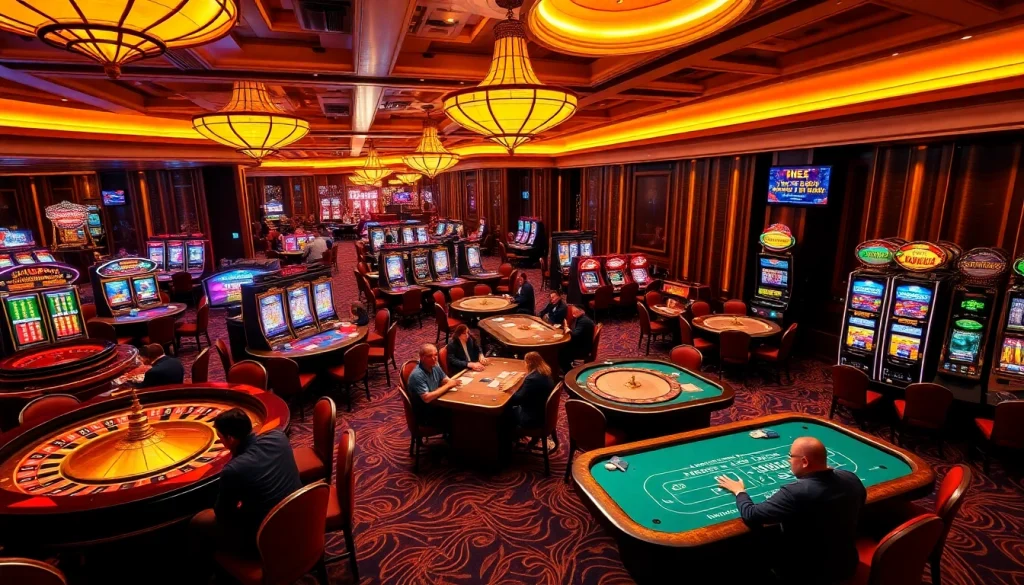 Players enjoying dynamic games at https://1mm888.com/ casino, capturing excitement and luxury.