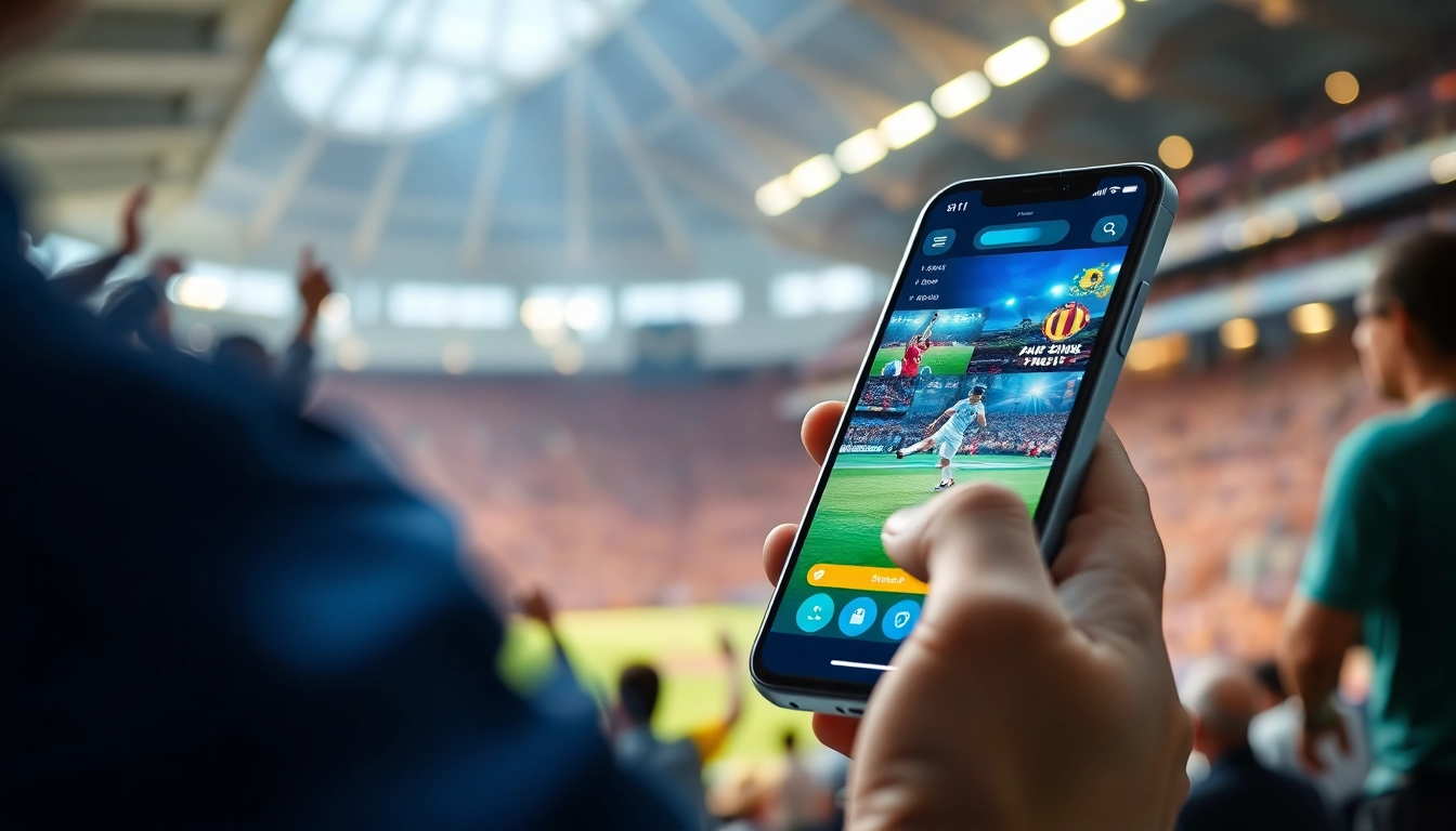 Discover the best sports betting apps in India with a modern mobile interface amid active sports events.