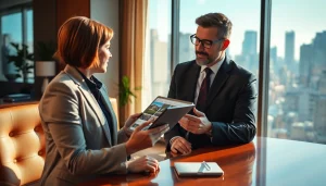 Beratung durch beste Immobilienmakler auf https://immobilienmakler-bester.de in eleganter Büroumgebung