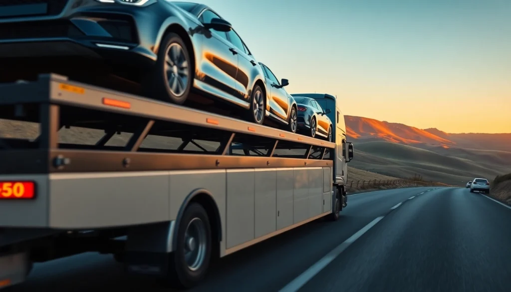 Experience seamless transport with https://luxuryautocarriers.com featuring a stunning auto transport truck.