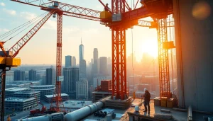 Showcasing a dynamic project by a New York City Commercial General Contractor amid a bustling construction site.