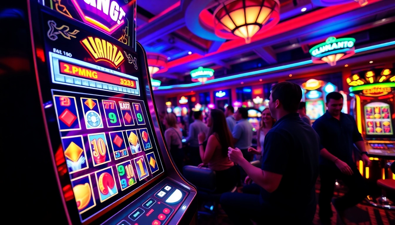 Menangkan permainan sayapbola slot dengan grafis vibrant dan pemain antusias di kasino.