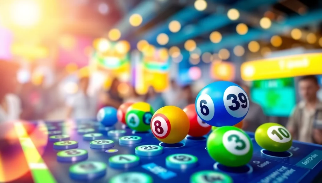 Menggambarkan diantogel dengan elemen permainan lotere digital yang menarik dan berwarna-warni.