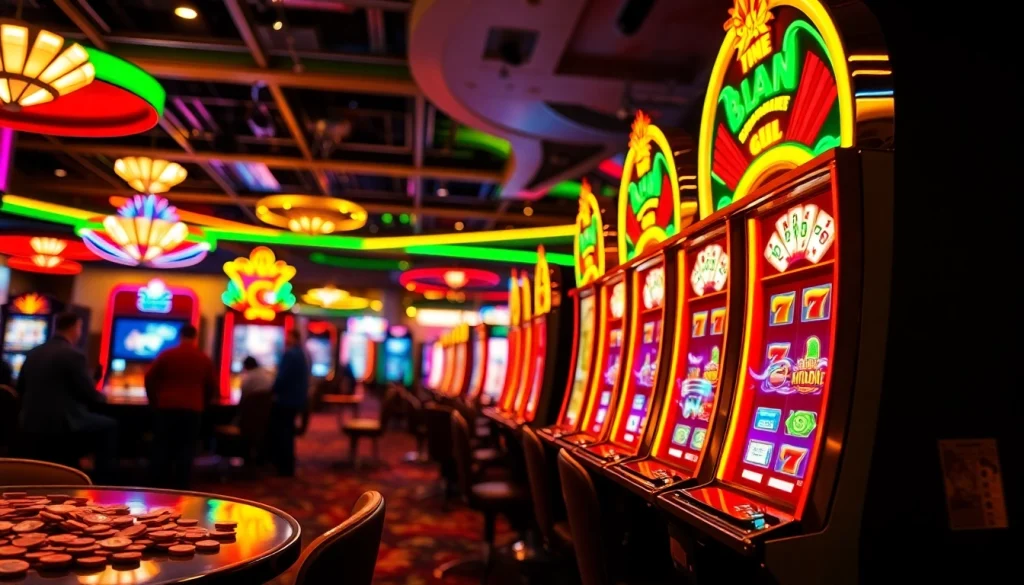 Menggambarkan pengalaman bermain jentoto yang penuh warna dengan mesin slot yang menarik.