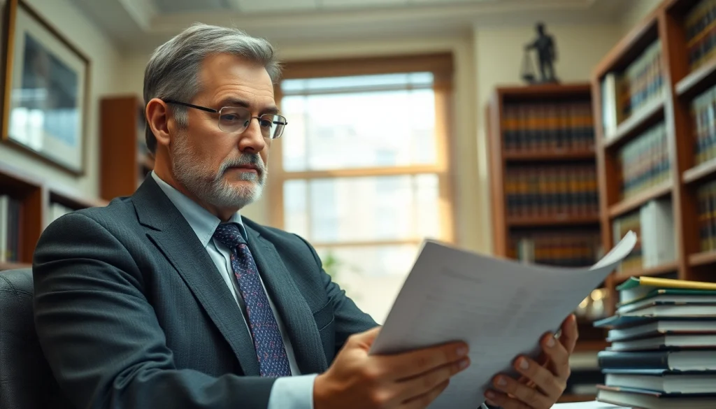 Engaging personal injury lawyer at https://www.marylandpersonalinjurylawyer.com analyzing legal documents.