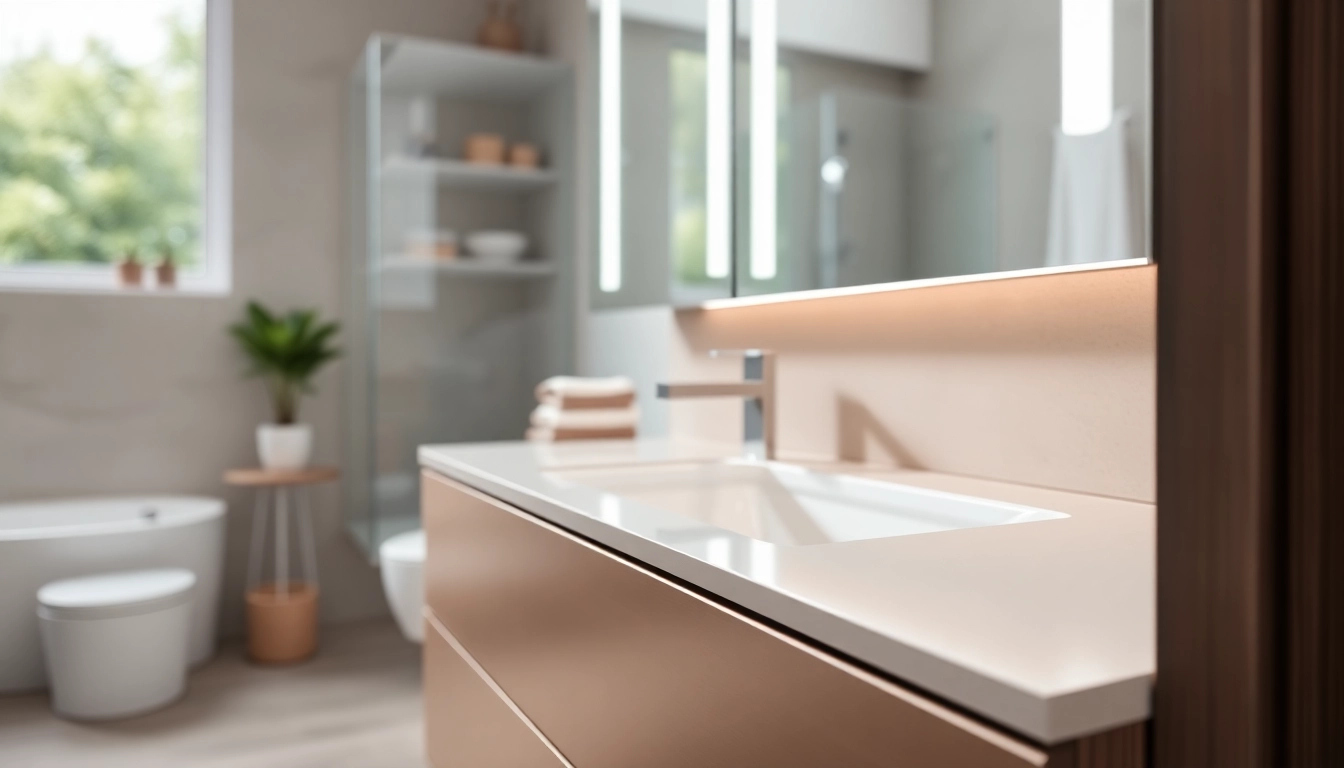 Sonni Spiegelschrank im modernen Badezimmer mit LED-Beleuchtung und stilvollem Design präsentieren.