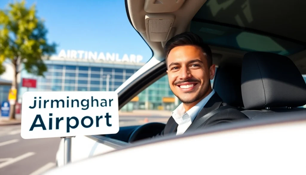 Book a taxi Nottingham to Birmingham Airport with a smiling driver in a bright vehicle.