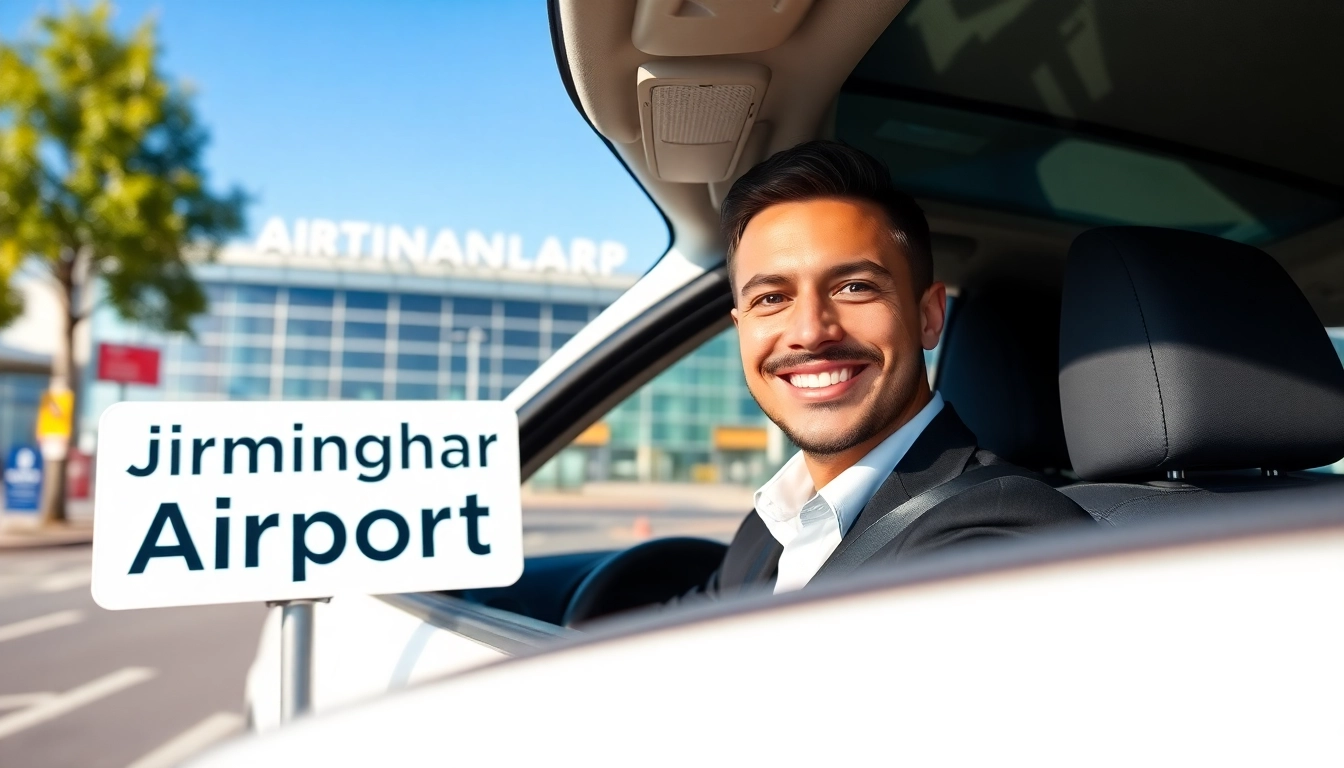 Book a taxi Nottingham to Birmingham Airport with a smiling driver in a bright vehicle.