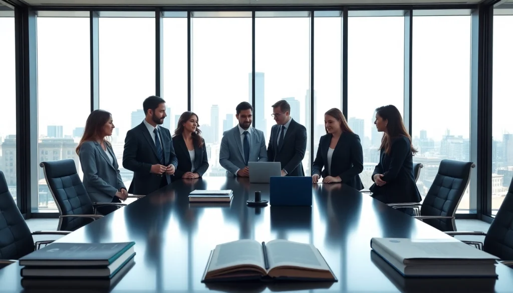 Legal experts consulting at https://www.turnpikelaw.com in a modern office setting.