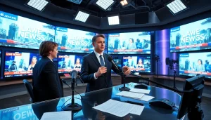 Watch MSNBC Live Stream with a journalist in a dynamic news studio.