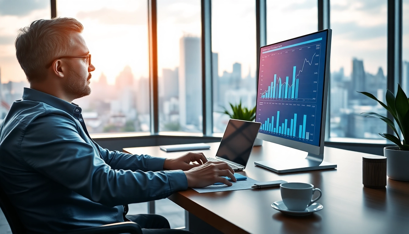 Provide effective penalty recovery services with expert SEO consultant analyzing digital metrics in a modern office.