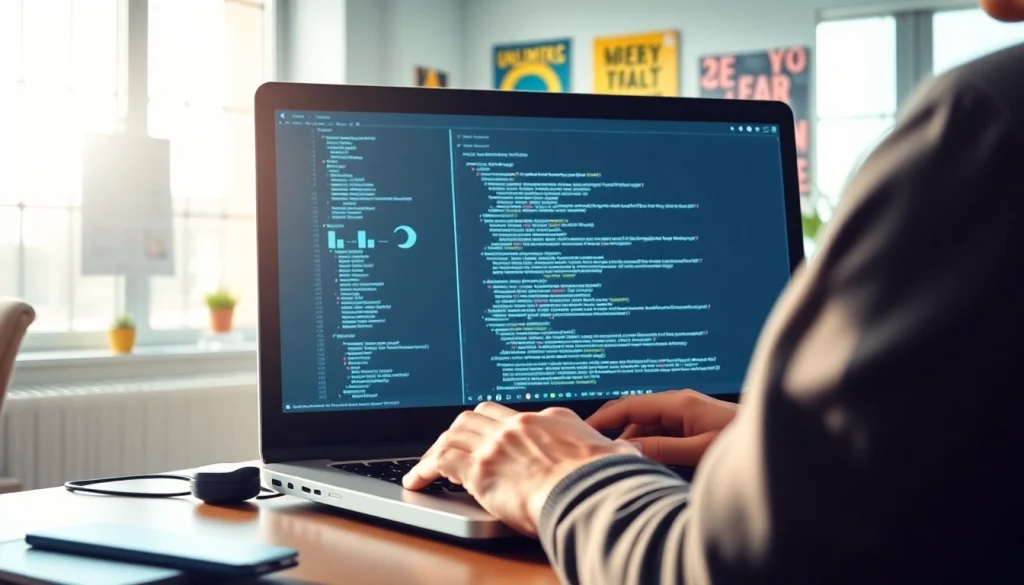 Completing unlimited WordPress tasks on a laptop in a bright workspace.