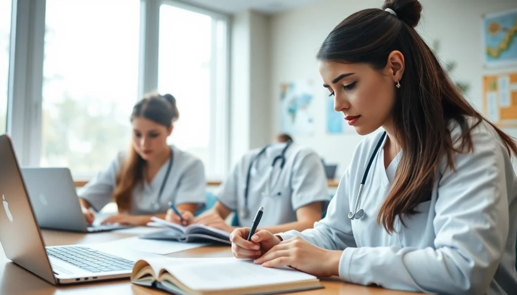 Nursing paper writing mistakes illustrated through a focused student setting, emphasizing learning and writing.