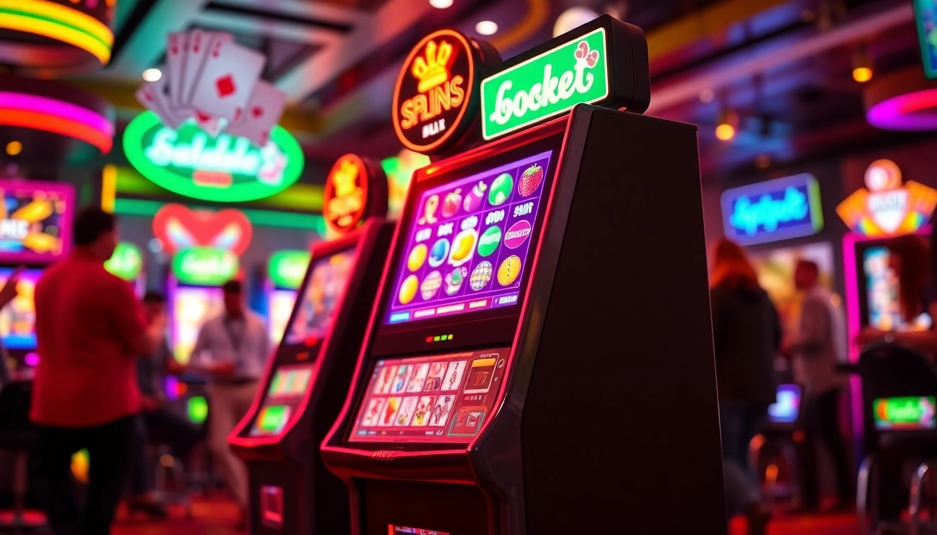 Mainkan slot mesin berwarna cerah dengan simbol buah di kasino modern, memikat dan menarik.