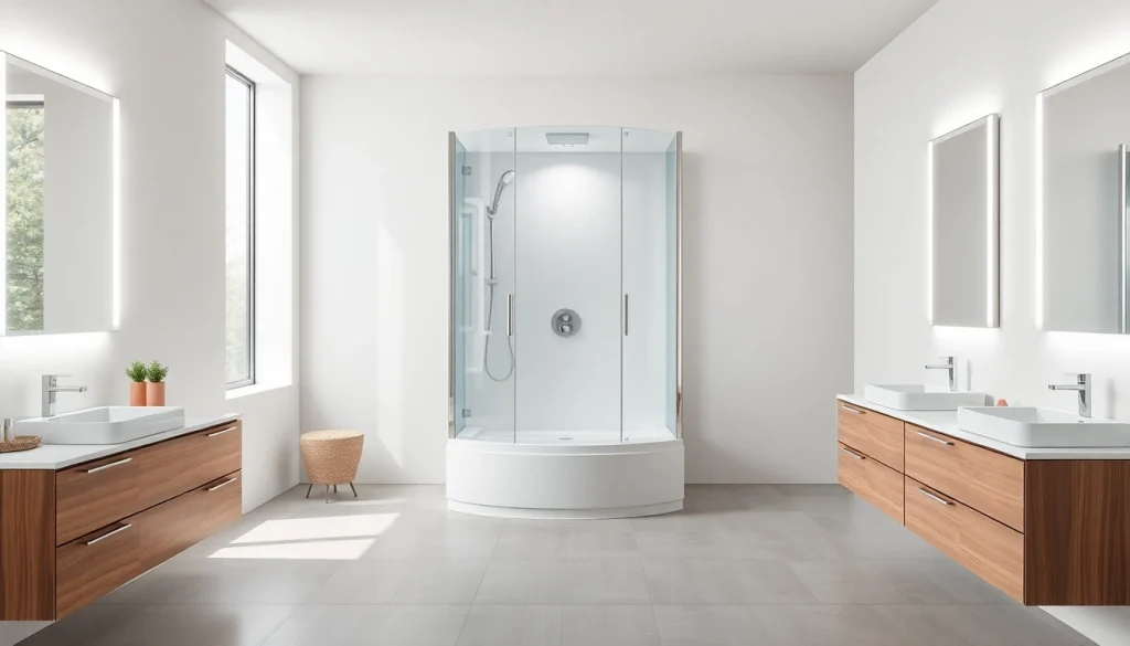 Transformez votre salle de bain avec sirhona: élégante cabine de douche et miroir LED.