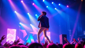 Catch the electrifying performance on https://www.kpopangel.com with vibrant lights and fans in action.