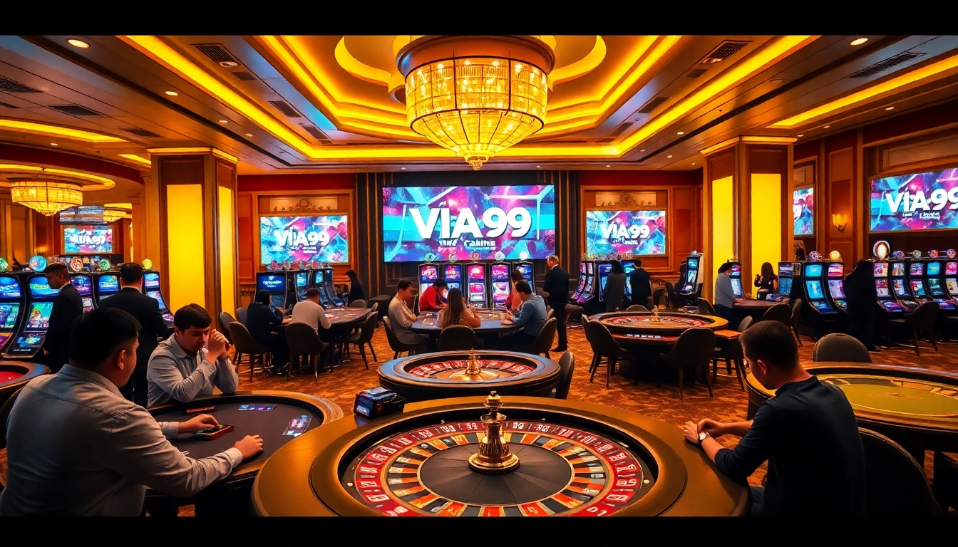 Exciting casino gameplay at VUA99 highlighting poker and roulette tables.